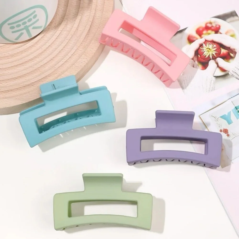 4pcs Rectangle Hair Claw Matte Purple Pink Green Blue